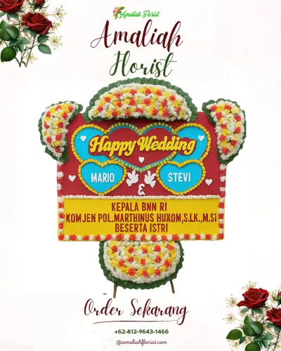 Karangan Papan Bunga Pernikahan di Sered